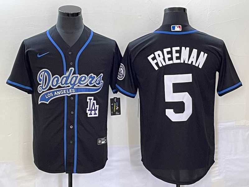 Men%27s Los Angeles Dodgers #5 Freddie Freeman Black Cool Base Stitched Baseball Jersey->los angeles dodgers->MLB Jersey